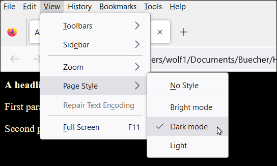 Selecting an Alternate Stylesheet in Firefox