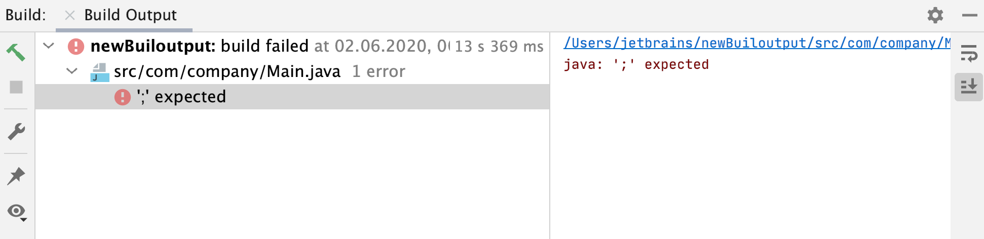Build tool window: erro anvigation Build tool window: erro anvigation