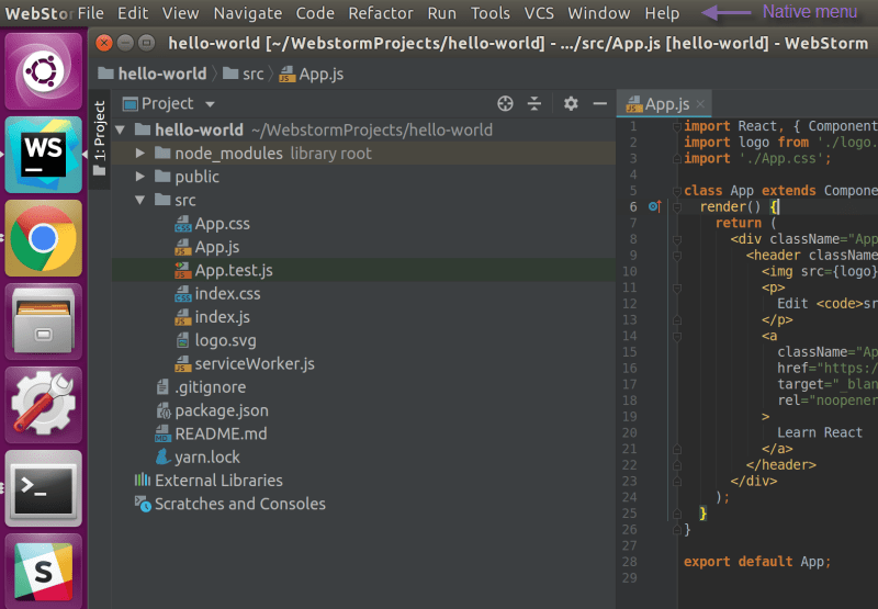 Linux native menu enabled for the IDE Linux native menu enabled for the IDE