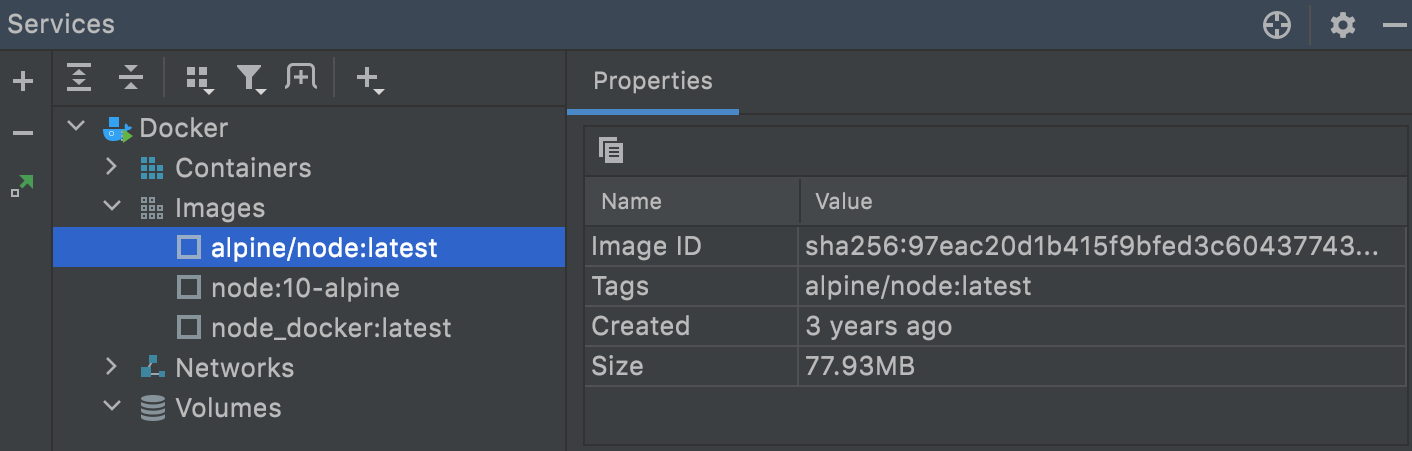 Docker image properties Docker image properties