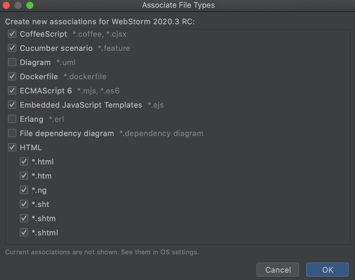 Associating file types with the IDE