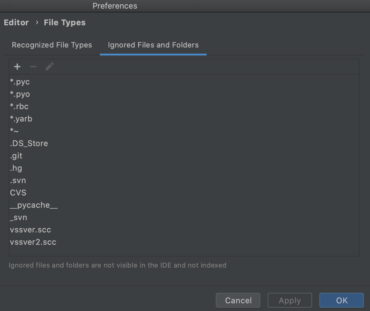Adding files and folders to the list of ignored items Adding files and folders to the list of ignored items