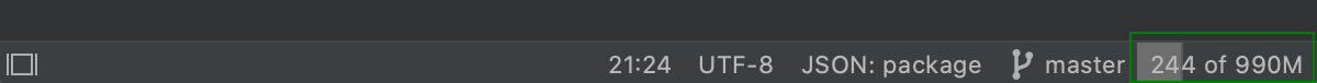 Memory indicator on the Status bar Memory indicator on the Status bar