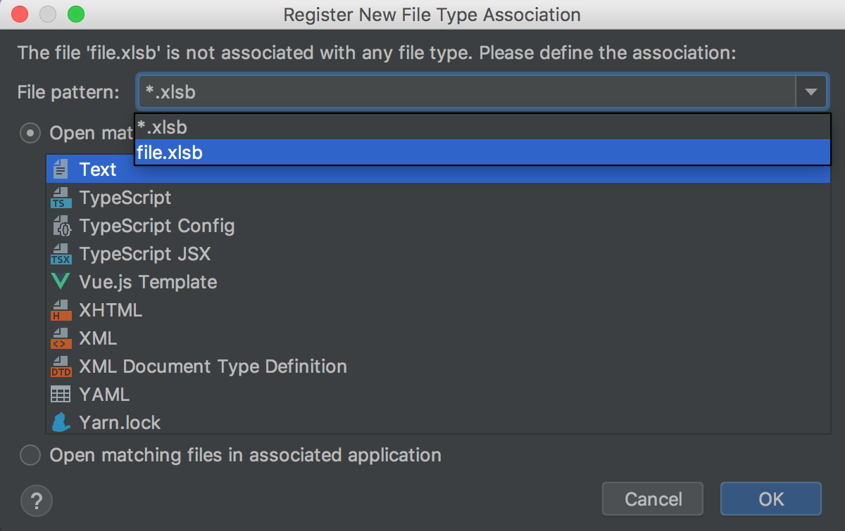Registering a new file type Registering a new file type