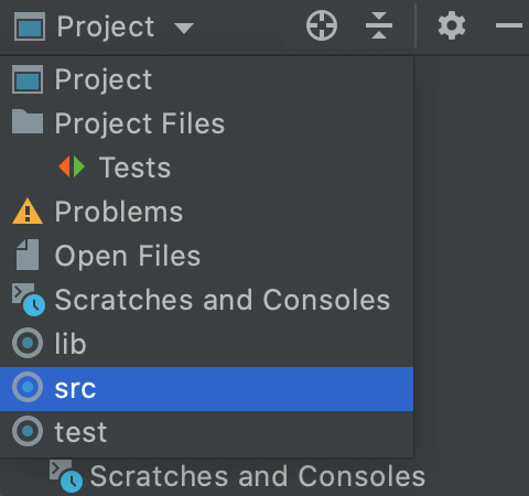 The new scope shown in the Project tool window The new scope shown in the Project tool window